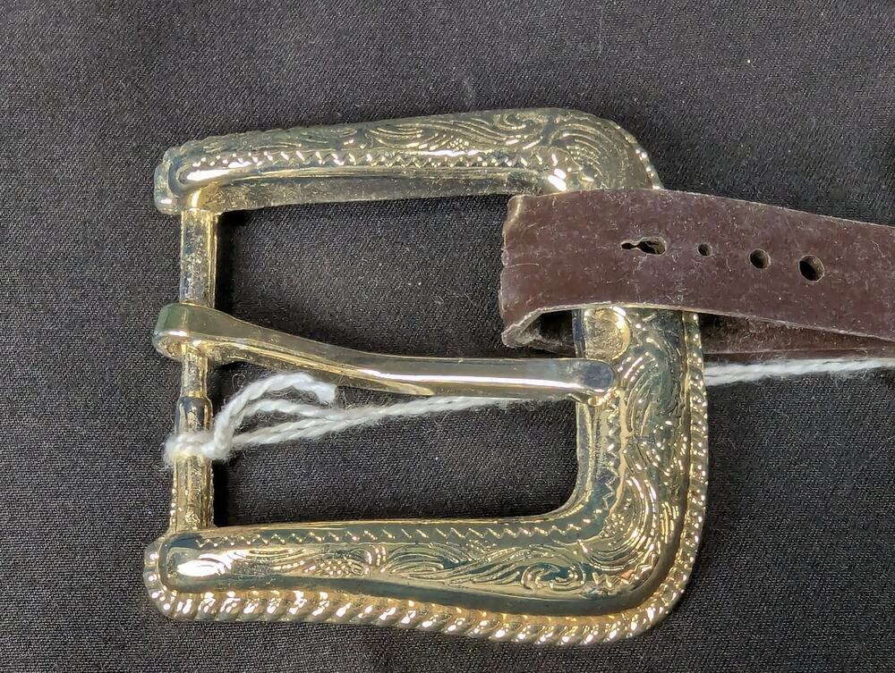 Nocona Belt Co. Western Style Belt Buckle Gold Tone Engraved Scrollwork New NOS